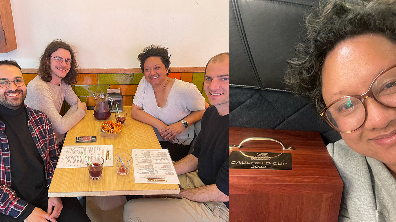 Team tacos, and flying home seated next to the Caulfield Cup